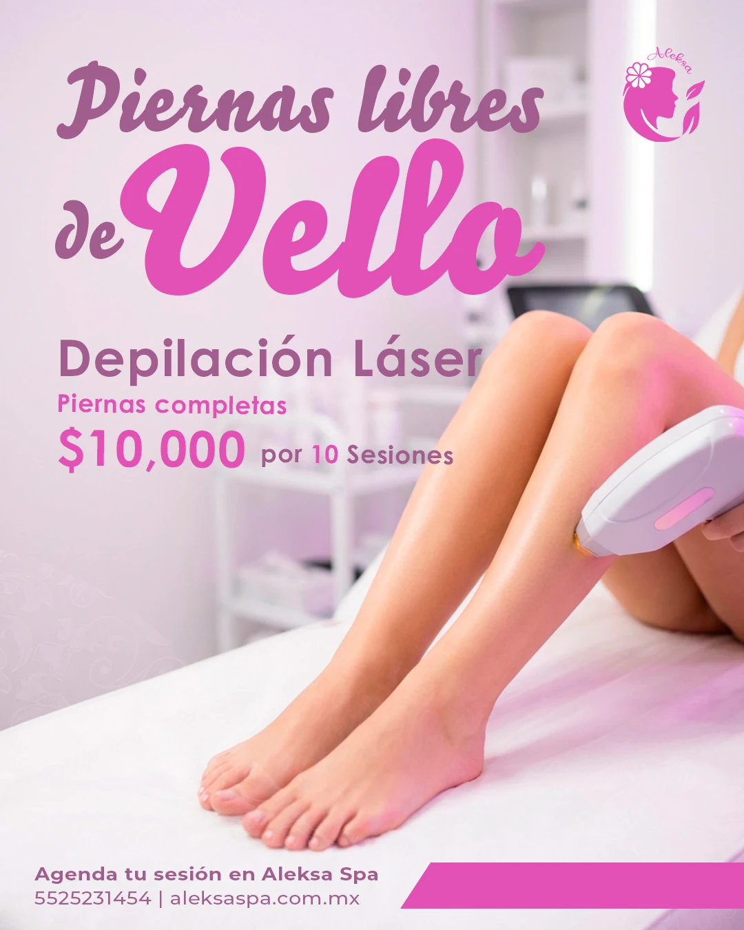 Promoción de depilación láser de piernas de Aleksa Spa