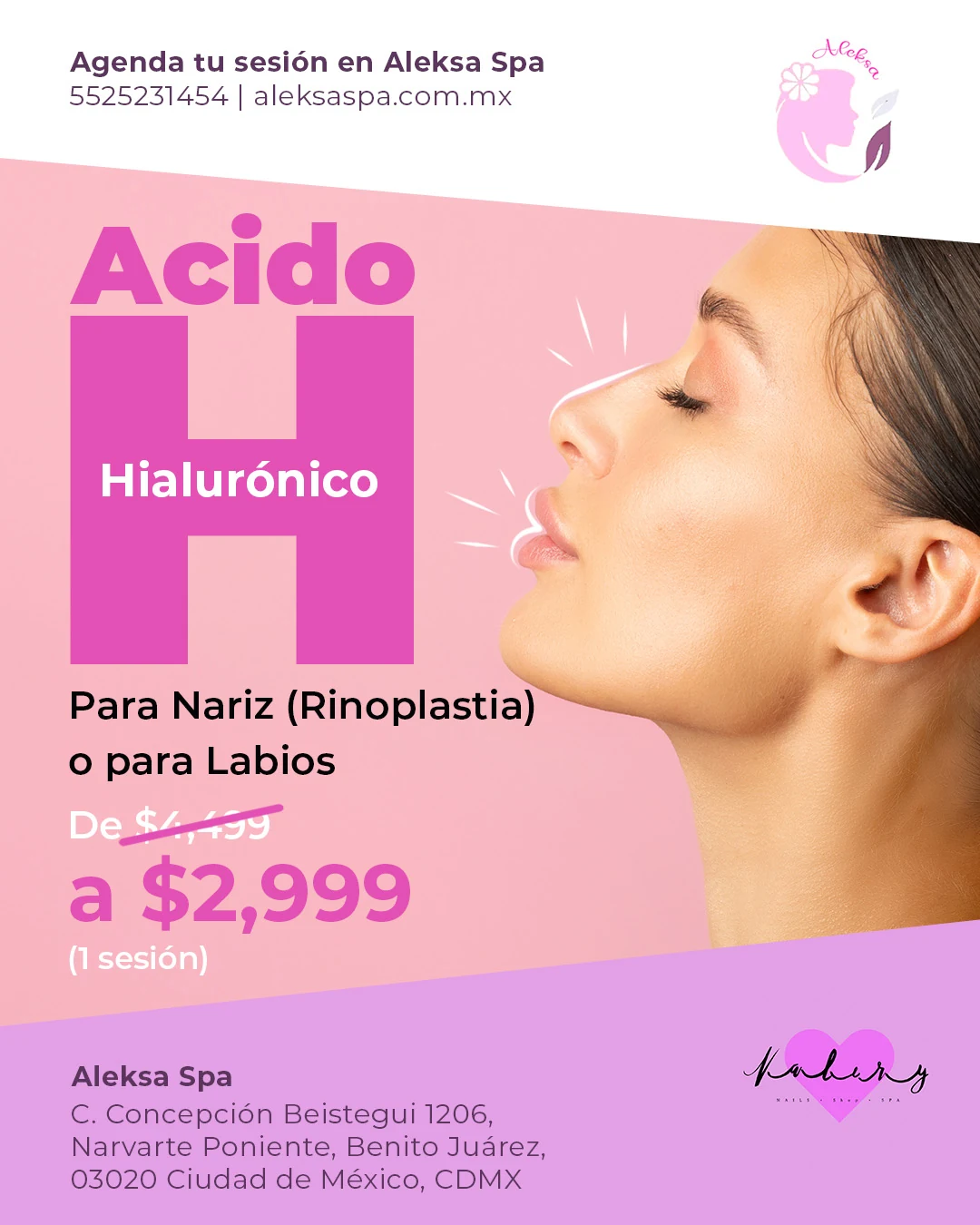 Pieza de colaboración de Aleksa Spa para un tratamiento de ácido hialurónico