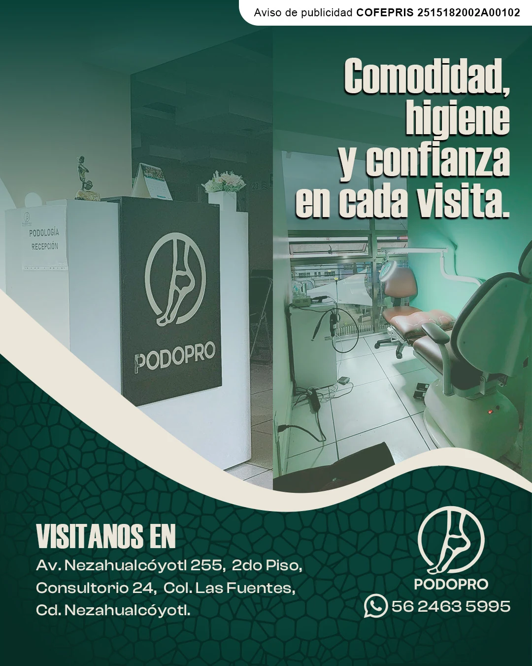 Publicación de Podopro para presentar las instalaciones del nuevo consultorio