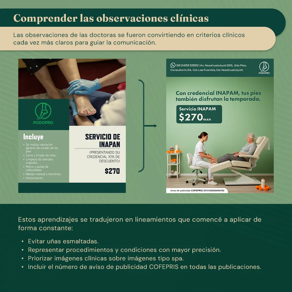 Evolución de una publicación de Podopro y lineamientos clínicos derivados de las observaciones de las doctoras