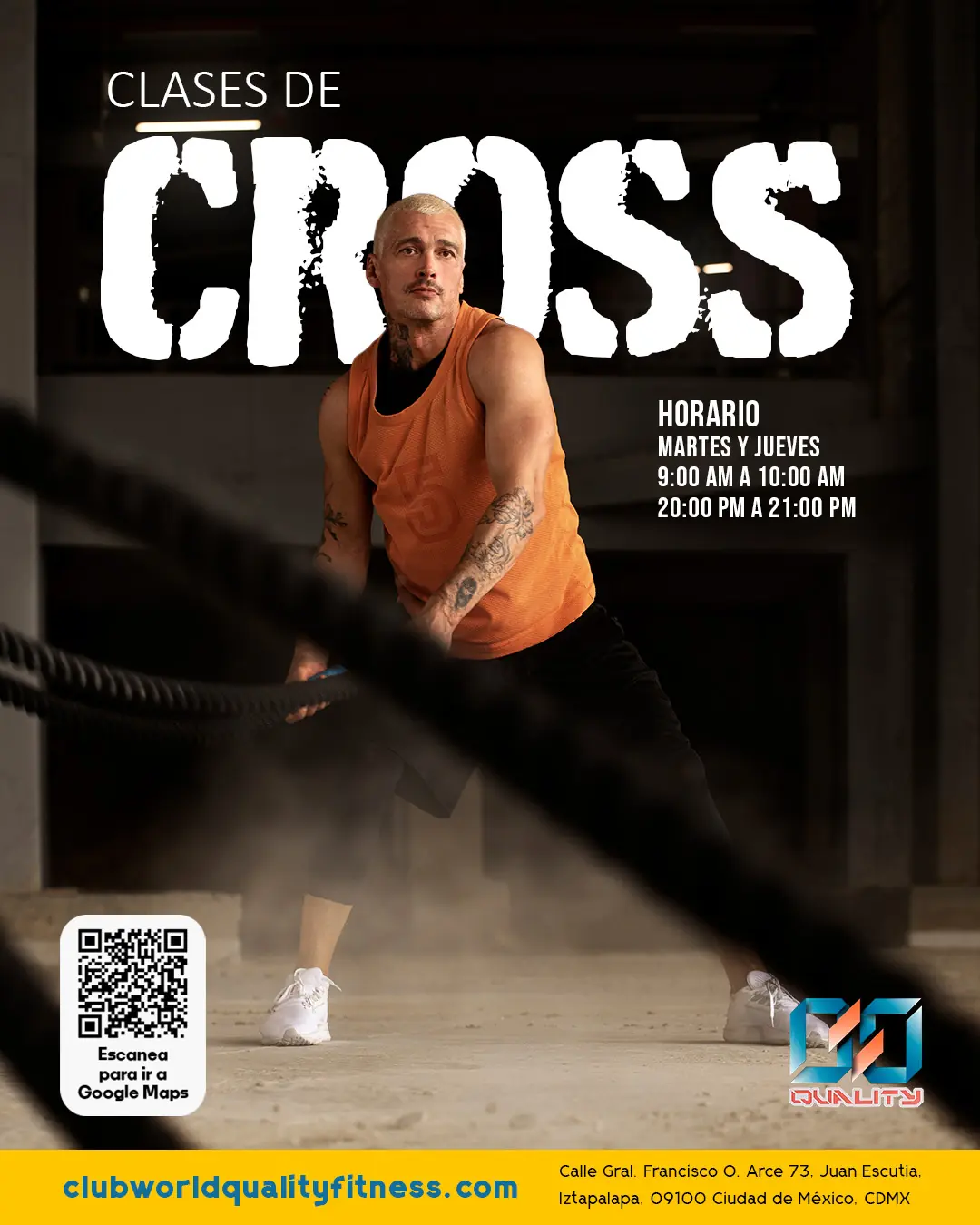 Publicación promocional de clases de cross para Club World Quality Fitness
