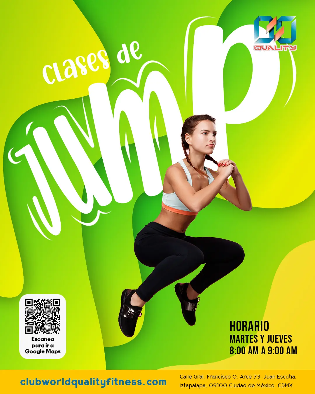 Publicación promocional de clases de jump para Club World Quality Fitness