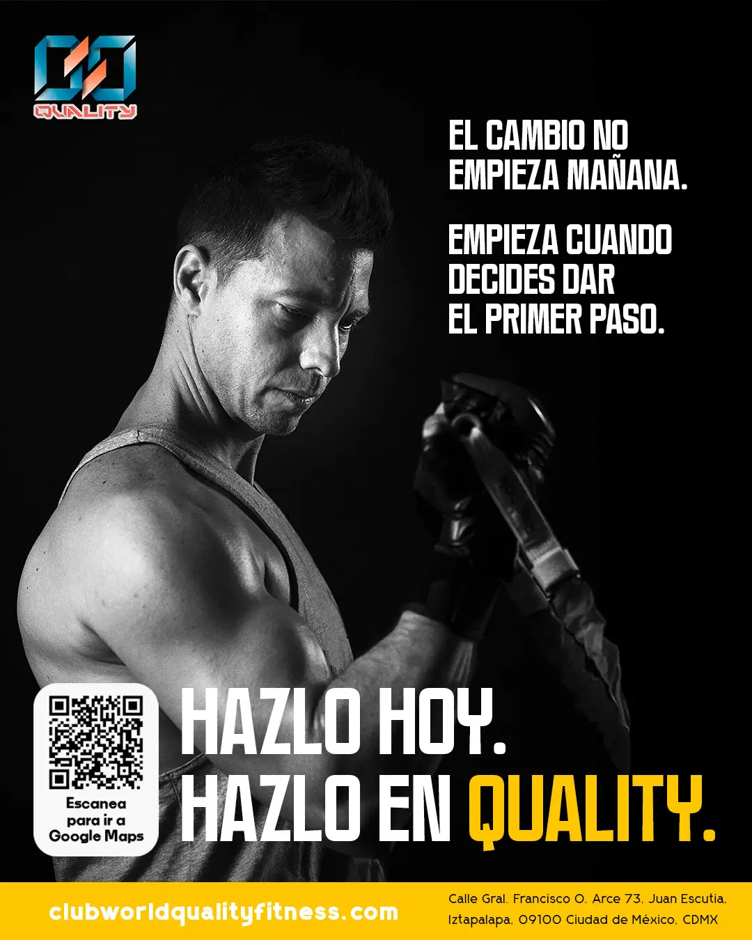 Publicación motivacional para la comunidad de Club World Quality Fitness