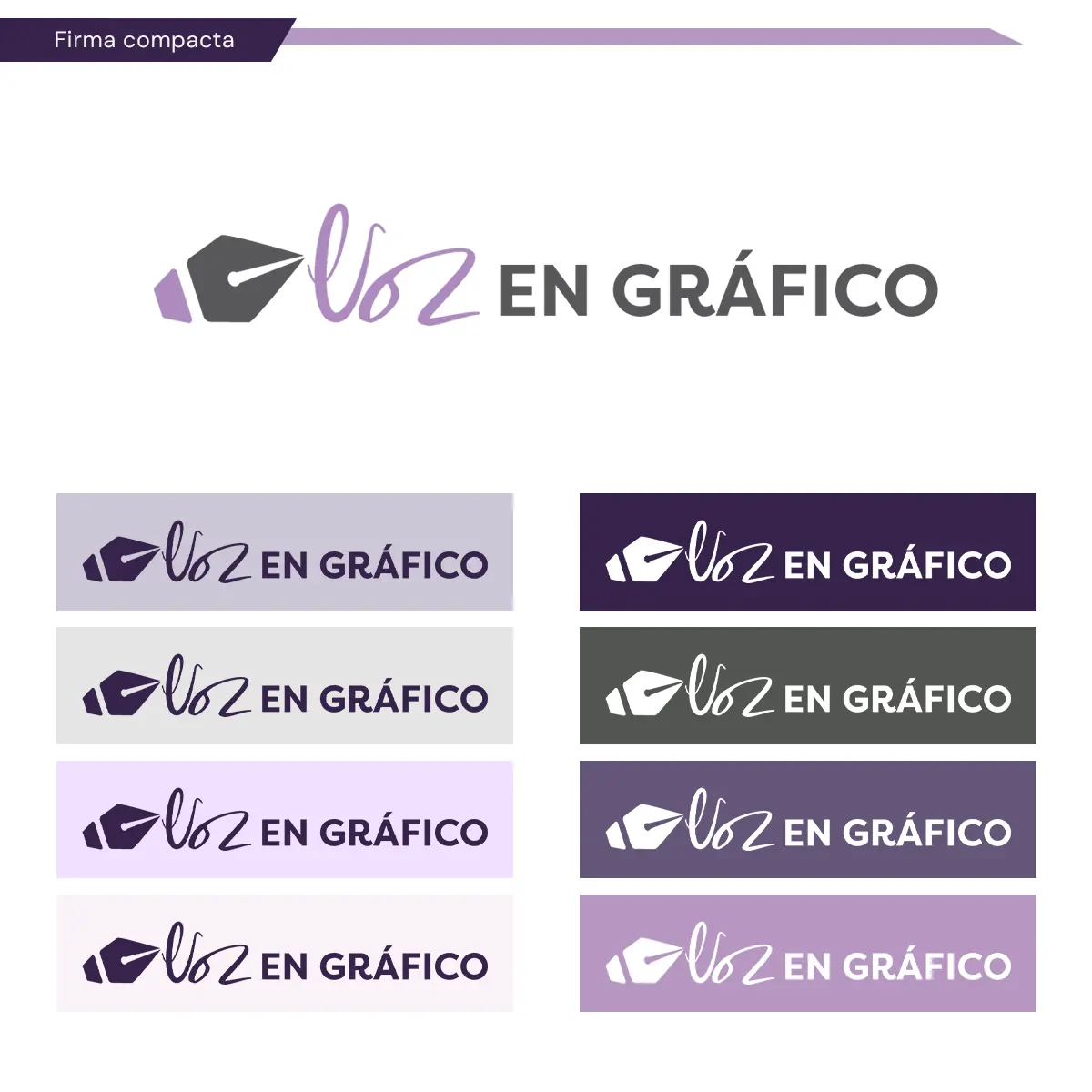 Firma compacta y variantes cromáticas de Voz en Gráfico