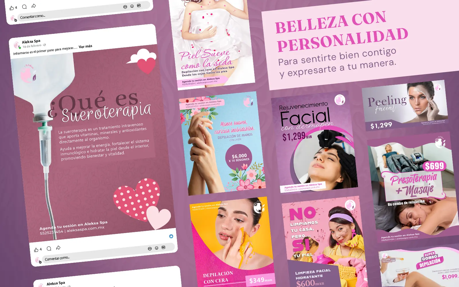 Portada del proyecto Aleksa Spa: comunicación digital con color y personalidad